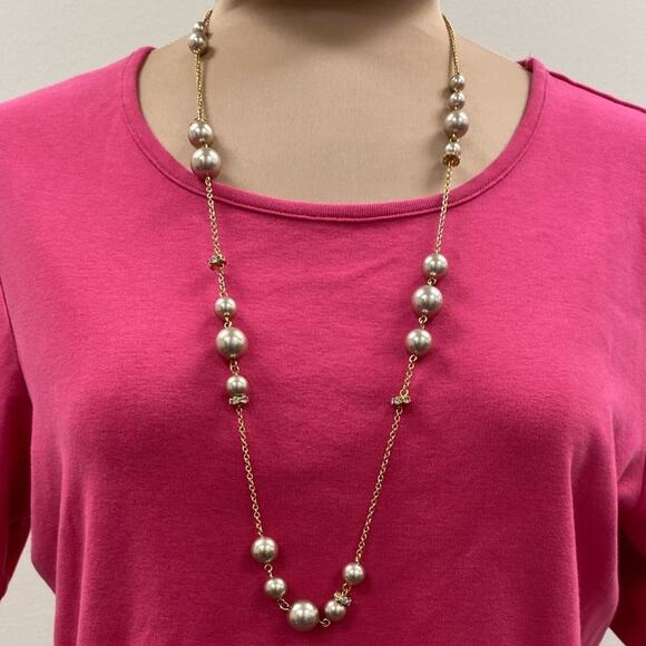 J. Crew gold and bronzed pearl beaded‎ long necklace - Picture 4 of 4
